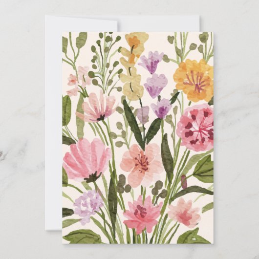 Waterverf wilde bloemen boeket verjaardag kaart (Achterkant)