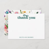 Waterverf Wilde Bloemen Boho Bruiloft Feest Bedankkaart (Voorkant / Achterkant)