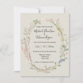 waterverf wilde bloemen botanische groene bruiloft kaart (Voorkant)