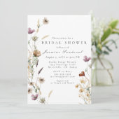 Waterverf Wilde bloemen Bridal Shower Uitnodiging (Staand voorkant)