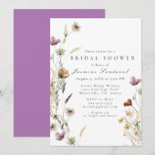 Waterverf Wilde bloemen Bridal Shower Uitnodiging (Voorkant / Achterkant)