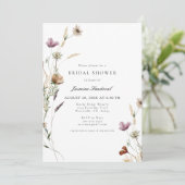 Waterverf Wilde bloemen Bridal Shower Uitnodiging (Staand voorkant)
