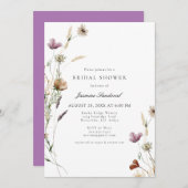 Waterverf Wilde bloemen Bridal Shower Uitnodiging (Voorkant / Achterkant)