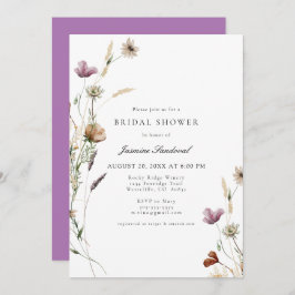 Waterverf Wilde bloemen Bridal Shower Uitnodiging