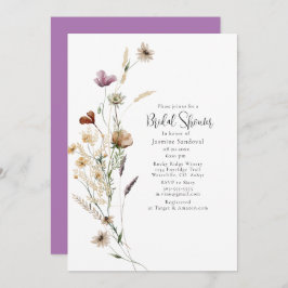 Waterverf Wilde bloemen Bridal Shower Uitnodiging