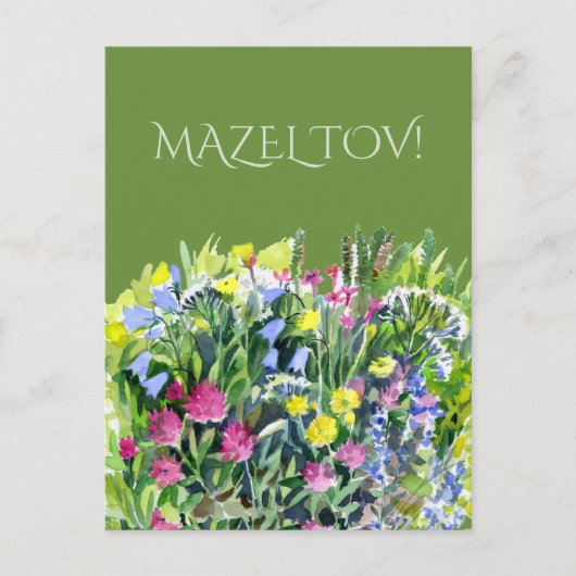 Waterverf wilde bloemen briefkaart (Voorkant)