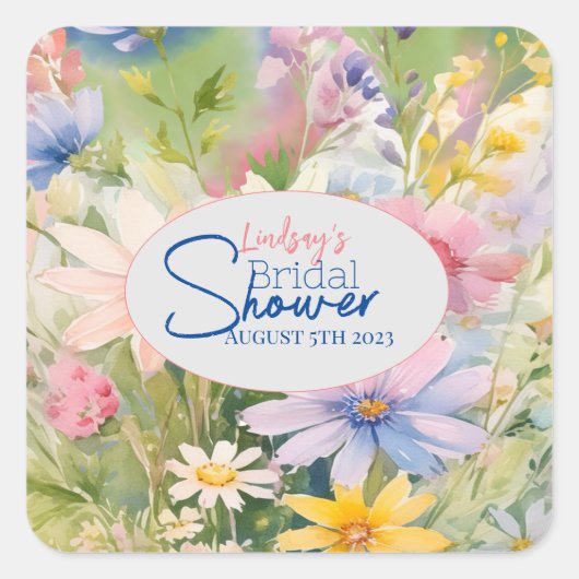 Waterverf Wilde Bloemen Bruidsfeest Sticker (Voorkant)