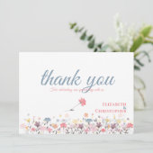 Waterverf Wilde Bloemen Bruiloft Bedankkaart (Staand voorkant)