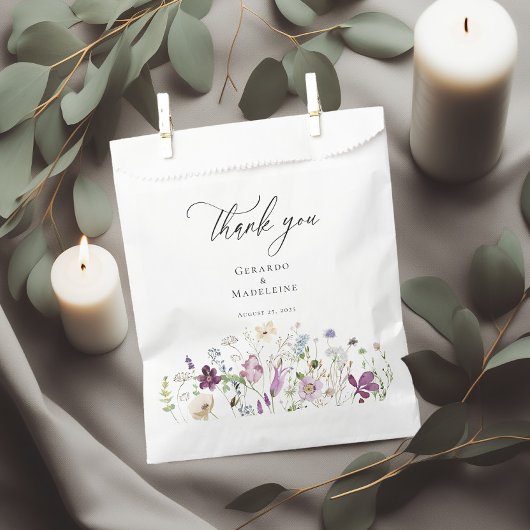 Waterverf wilde bloemen bruiloft bedankzakje