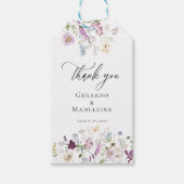 Waterverf wilde bloemen bruiloft cadeaulabel (Voorkant)