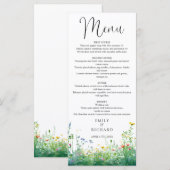 Waterverf Wilde Bloemen Bruiloft Menu (Voorkant / Achterkant)
