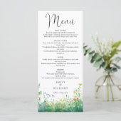 Waterverf Wilde Bloemen Bruiloft Menu (Staand voorkant)