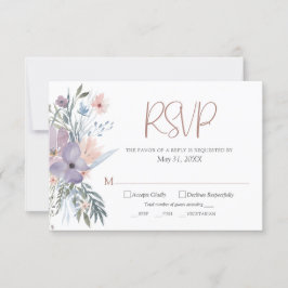 Waterverf Wilde Bloemen Bruiloft RSVP Kaartje