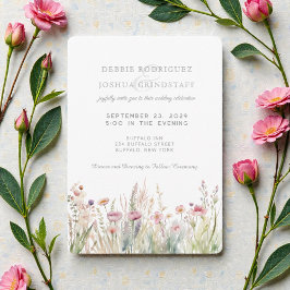 Waterverf Wilde Bloemen Bruiloftsinvitaties Kaart