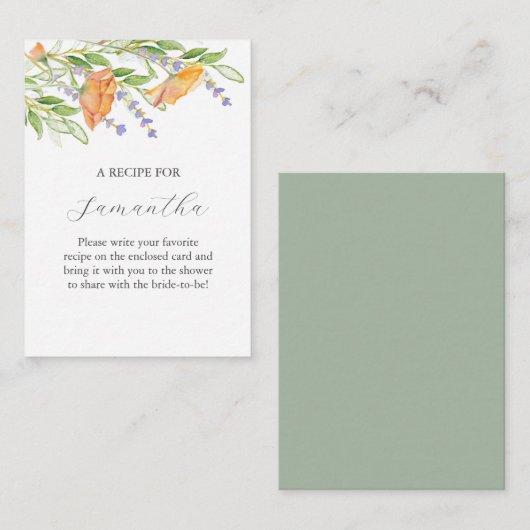 Waterverf Wilde Bloemen Bruiloftsthema Informatiekaartje (Voorkant / Achterkant)