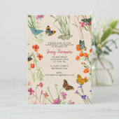 Waterverf Wilde bloemen Butterflies Birthday Party Kaart (Staand voorkant)