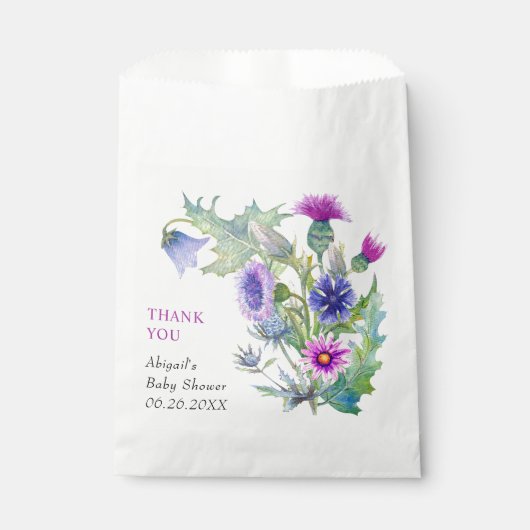 Waterverf wilde bloemen dank u Baby shower Bedankzakje (Voorkant)