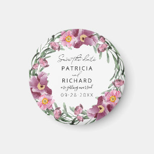 Waterverf wilde bloemen die de datum bewaren magneet