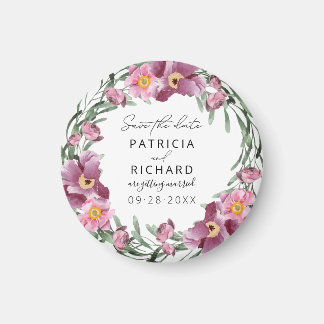 Waterverf wilde bloemen die de datum bewaren magneet