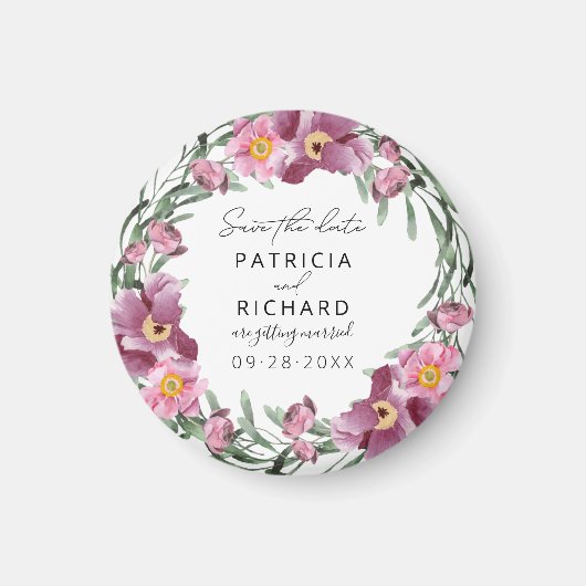 Waterverf wilde bloemen die de datum bewaren magneet (Voorkant)