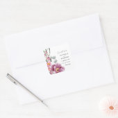 Waterverf wilde bloemen die de datum bewaren vierkante sticker (Envelop)
