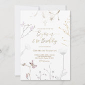 waterverf wilde bloemen Doop & 1e Verjaardag Kaart (Voorkant)