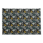 Waterverf wilde bloemen en bladeren patroon op zwa kussensloop (Achterkant-Rechts)