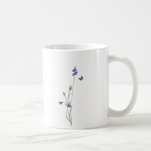 Waterverf Wilde Bloemen en Blauwe Waterverf Strepe Koffiemok