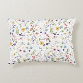 Waterverf wilde bloemen en vlinders patroon accent kussen