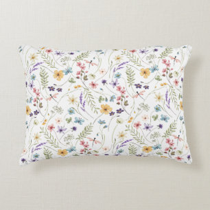 Waterverf wilde bloemen en vlinders patroon accent kussen
