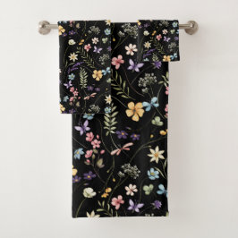Waterverf wilde bloemen en vlinders patroon bad handdoek