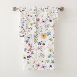 Waterverf wilde bloemen en vlinders patroon bad handdoek