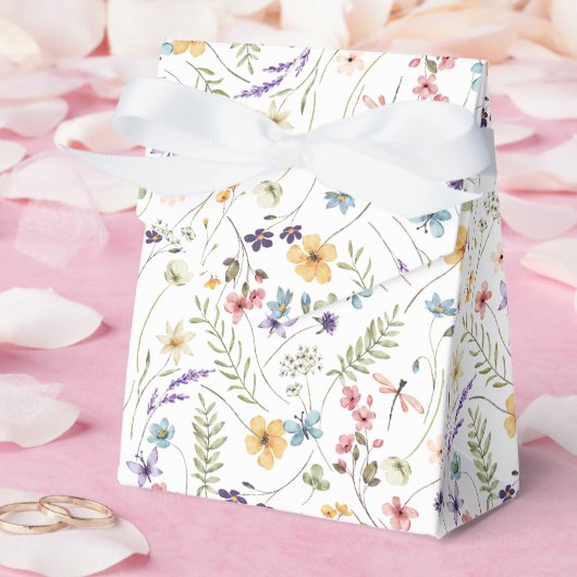 Waterverf wilde bloemen en vlinders patroon bedankdoosjes (Huwelijk)