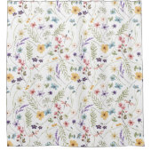 Waterverf wilde bloemen en vlinders patroon douchegordijn (Voorkant)