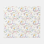 Waterverf wilde bloemen en vlinders patroon fleece deken (Voorkant (Horizontaal))