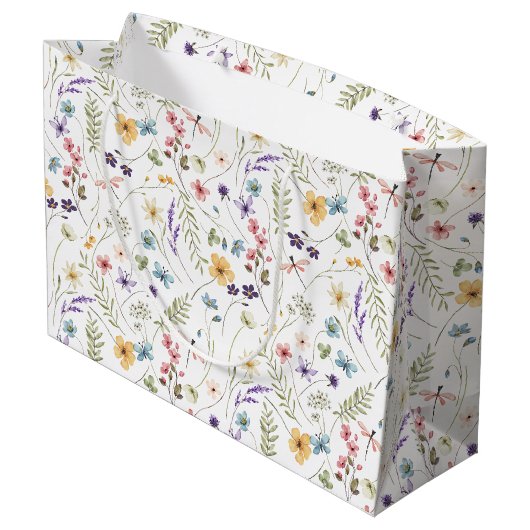 Waterverf wilde bloemen en vlinders patroon groot cadeauzakje (Achterkant Gekanteld)