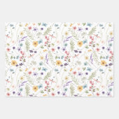 Waterverf wilde bloemen en vlinders patroon inpakpapier vel (Voorkant 3)