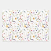 Waterverf wilde bloemen en vlinders patroon inpakpapier vel (Voorkant)