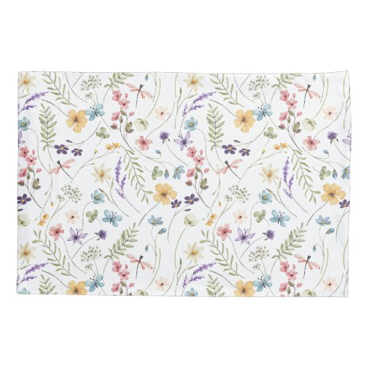 Waterverf wilde bloemen en vlinders patroon kussensloop (Achterkant)