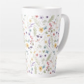 Waterverf wilde bloemen en vlinders patroon latte mok (Rechterhoek)
