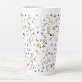 Waterverf wilde bloemen en vlinders patroon latte mok (Voorkant)