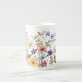 Waterverf wilde bloemen en vlinders patroon porselein kop (Voorkant)