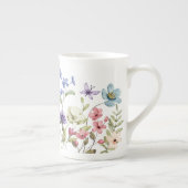 Waterverf wilde bloemen en vlinders patroon porselein kop (Rechts)