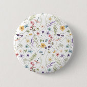 Waterverf wilde bloemen en vlinders patroon ronde button 5,7 cm (Voorkant)