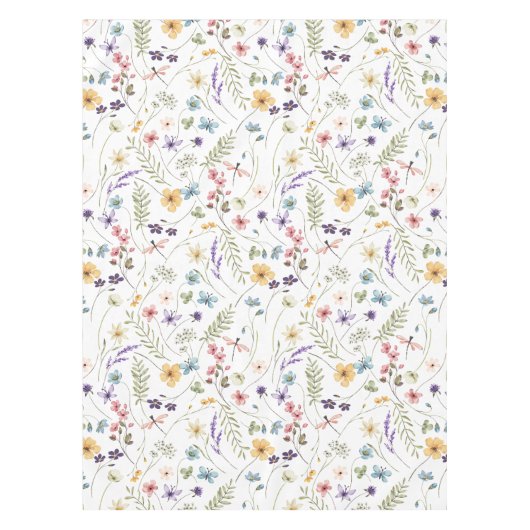 Waterverf wilde bloemen en vlinders patroon tafelkleed (Voorkant)