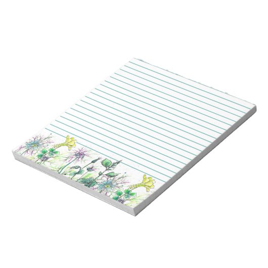 Waterverf Wilde bloemen Geel Columbine Botanisch Notitieblok (Linkerzijde)