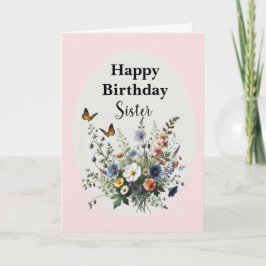 Waterverf Wilde Bloemen Gelukkig Verjaardag Zus Kaart