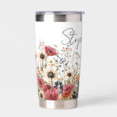 Waterverf wilde bloemen gepersonaliseerd geïsoleerde drinkbeker (Links)