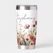 Waterverf wilde bloemen gepersonaliseerd geïsoleerde drinkbeker (Achterkant)