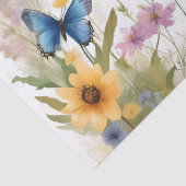 Waterverf Wilde Bloemen Grassen En Vlinders, Tissuepapier (Detail)